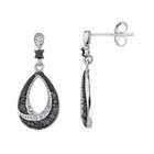  and Black Diamond Drop Earrings 1/3 Carat (ctw) in Sterling Silver
