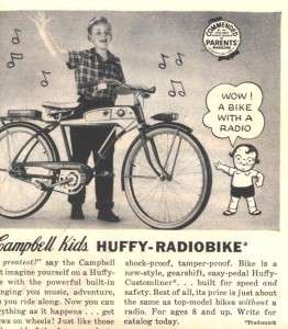 1955 lg e ad huffy radio bike campbell kids  