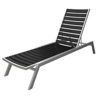   Outdoor Chaise Lounge Chair   Black with Silver Frame 