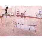 Coaster 3pcs Contemporary Oval Glass Top Coffee & 2 End Tables Set