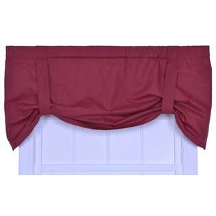 Ellis Curtain Logan Solid Color Tie Up Valance Window Curtain in Red 