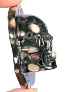Natural Plumite Jasper Skull Pendant, Carving #6083  