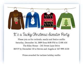 Personalized Tacky Sweater Christmas Party Invitations  