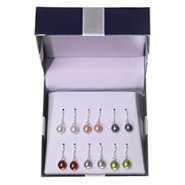 Cultured Freshwater Pearl 6 Pair Drop Earring Set in SS 