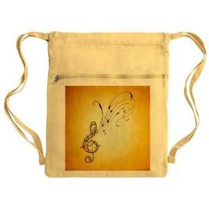   Bag Sack Pack Yellow Treble Clef Music Notes 