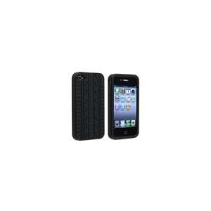  Black Tire Tread Soft Silicone Cover for Apple iPhone 4 