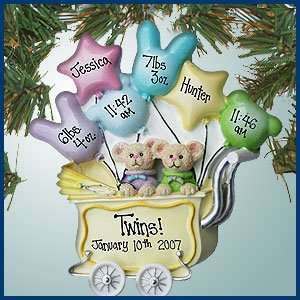 Personalized Christmas Ornaments   Twins in Buggy   Personalized with 
