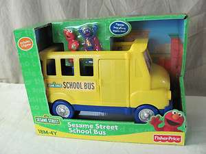 NEW IN BOX SESAME STREET SCHOOL BUS TOY WITH ELMO & GROVER FIGURINES 