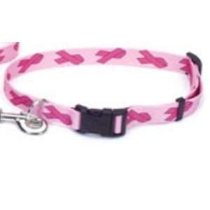 Nylon Breast Cancer Aware Pink Ribbon Dog Collar:  