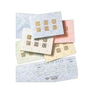  One part gift certificate on parchment texture paper 