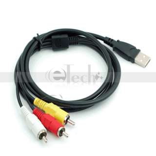   5ft 1.5M USB A Male to 3 RCA Video Audio Data AV TV Adapter Cord Cable