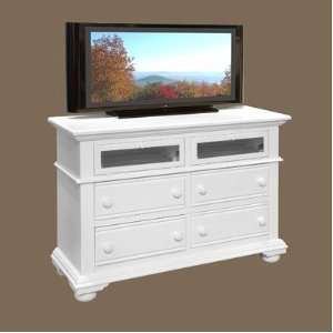   Cottage Traditions Media Chest in Distressed Eggshell White Furniture