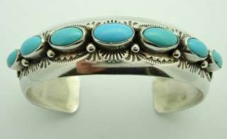   Silver Navajo Turquoise Cuff Bracelet By JD Native American  