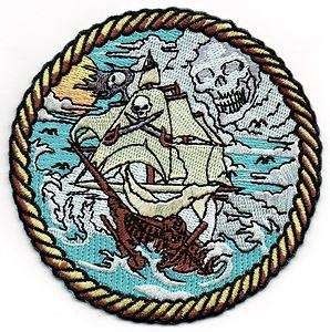 Skull Ship Patch Ghost Navy Pirate Military Nautical  