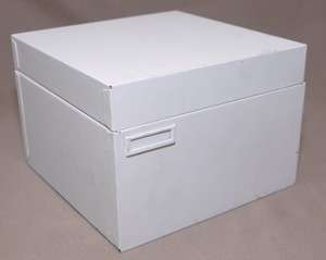 LOST PROP METAL FILE BOX PAINTED WHITE BY PROP DEPT.  