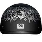 WOMENS SILVER ROSE TRIBAL Skull Cap DOT Motorcycle Helmet Flat D6BR 