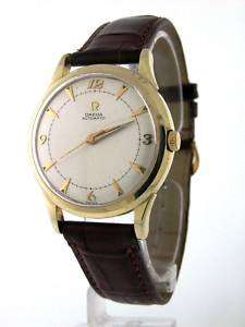 OMEGA Vintage Gold Plated Watch Automatic Brown Strap  