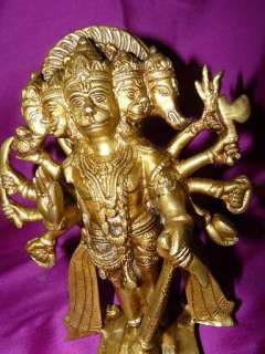 Panchmukhi Hanuman Statue Standing Hindu God Brass Sculpture 9 India 