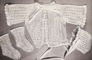 Vintage Baby Bonnet, Sweater, Socks Knitting Pattern  