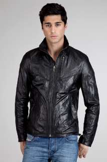 Diesel Lomesh Black Leather Jacket for men  