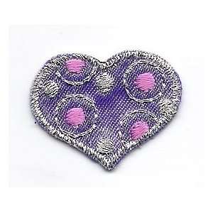   Lavender Heart w/Silver Iron On Embroidered Applique 