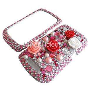 BLACKBERRY CURVE 9350/9360/9370 3D JUICY FLOWER PINK RED WHITE BLING 