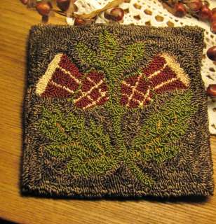 PRIMITIVE PUNCH NEEDLE PATTERN ~ BUTTER MOLD SERIES ~ THISTLE FLOWERS 