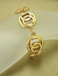 CHANEL Gold Chain Bracelet Bangle Cuff CC Logo Coco Vintage Auth in 
