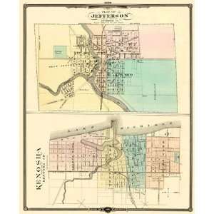  KENOSHA & JEFFERSON WISCONSIN (WI) MAP 1878: Home 