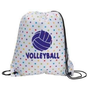  Volleyball Polka Dot Backpack Drawstring WHITE/POLKADOTS 