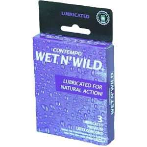 Contempo WET NWILD Condoms   Lubricated for Natural Action (12 x 3 