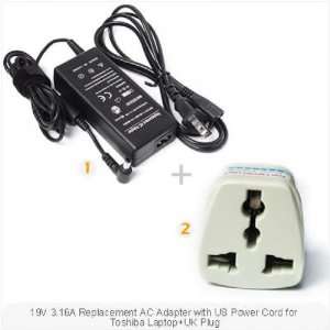   AC Adapter with US Power Cord for Toshiba Laptop+UK Plug: Electronics