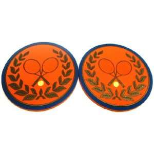  Large Tennis Crossed Racquet Coasters (Orange)   Brand New 
