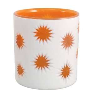  White with Orange Stars Glass Ice Bucket