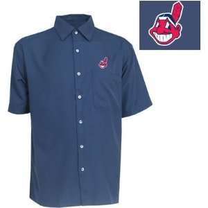 Cleveland Indians Premiere Shirt by Antigua   Navy Medium  