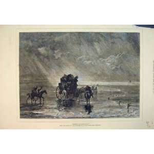   : Scene Crossing Lancaster Sands 1877 Beach Horse Art: Home & Kitchen