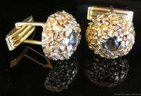   Mens Jewelry Signed 14k Yellow Gold w Star Sapphire Cufflinks  