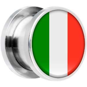  13mm Stainless Steel Italy Flag Saddle Plug Jewelry