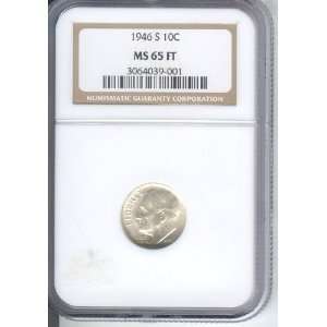  1946 S ROOSEVELT SILVER DIME UNCIR. MS65 FT Everything 