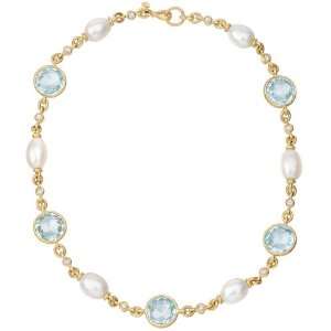  Bielka Blue Topaz, Pearl & Diamond Necklace Jewelry