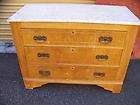 ANTIQUE MARBLE TOP WOOD KEY HOLES COMMODE CHEST DRESSER SIDE BOARD 