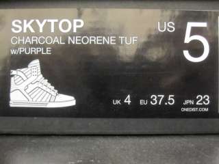 Supra Skytop Charcoal Neoprene Tuf with Purple 4 13 NIB $190  