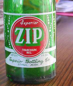 SUPERIOR ZIP GREEN GLASS ST PAUL MINN ACL BOTTLE GREAT SHAPE  