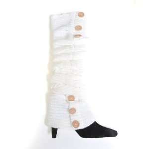  White Color Fashionable 80s Button Leg Warmers 