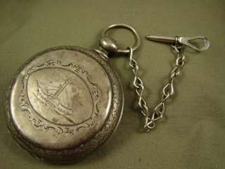 FANCY CHASED SILVER T.F. COOPER LONDON ANTIQUE POCKET WATCH BOAT 