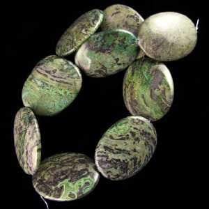 40mm green crazy lace agate flat oval beads 16 strand  