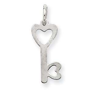  14k Gold White Gold Heart Shaped Key & Lock Charm: Jewelry