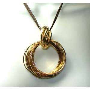  Goldtone Rings Fashion Jewelry Multistrand Pendant 