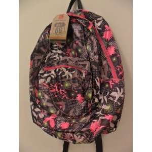   Brown, Pink, and Green Graphic Design Backpack Silky