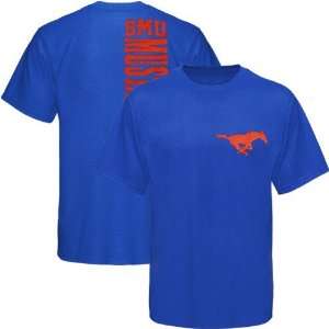  SMU Mustangs Royal Blue Side Tri Blend T shirt Sports 